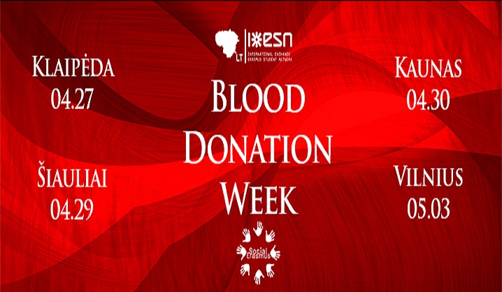 Erasmus Studentų Tinklas ESN Lietuva skelbia „Kraujo donorystės savaitę“